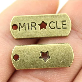 

Wholesale Jewelry Lots Antique Bronze Color 21x8mm Miracle Star Tag Bracelet Charms Art And Craft For Children 100 Pieces