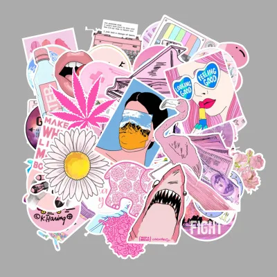 

Stickers 103PCS/SET Vsco Girl Stickers Pink Style Fashion Pattern Stickers On Laptop The Fridge Car Decor For Phone Luggage