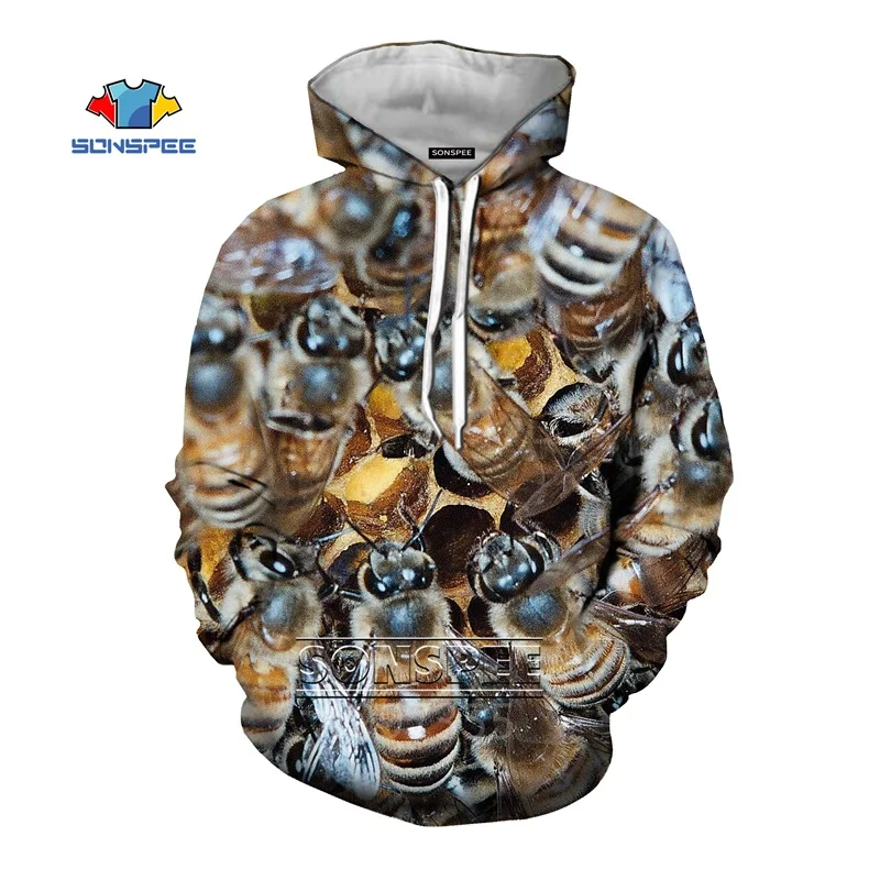 SONSPEE bees/осенние модные толстовки для мальчиков и девочек-подростков с 3D принтом; Толстовка для отдыха; уличная одежда; Топ; пуловер для детей; C164