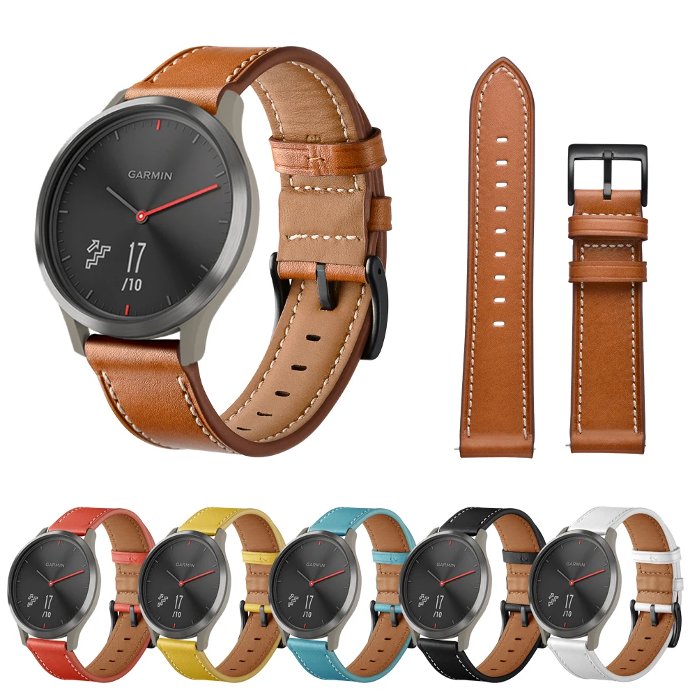 Ремешок из натуральной кожи для Garmin Vivoactive 3 4 сменный кожаный ремешок 4s Vivomove HR/Venu