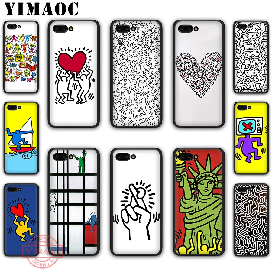 Мягкий чехол YIMAOC Keith Haring art для Honor 20 10 9 8 Lite 9X 7A Pro 8X 8C 7X 7C View Note | Мобильные телефоны и