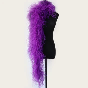 

Wholesale 2m Fashion Natural Dyed purple Ostrich Hair Python 4 Layer Thick Banquet Towel Feathers Decoration Shawl Crafts