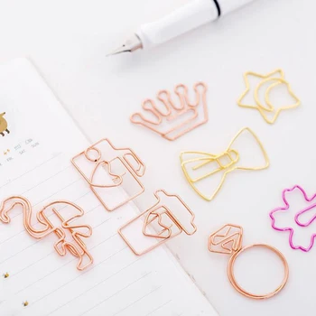 

5 Pcs/set Mini Rose Gold Flamingo Camera Sakura Crown Star Paper Clips Bookmark Photo Memo Ticket Binder Clip Office Statioinery