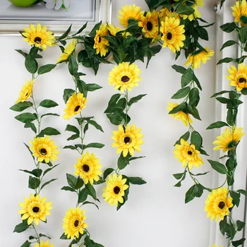 

8 Head Artificial Sunflower Rattan 2.2 M Sunflower Flower Vine Pipeline Decorative Wedding Decoration Artificial Artificial Flow