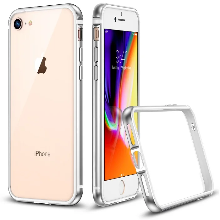 Чехол для iPhone 8/8 плюс, ESR металла рамки ультра тонкий Алюминий сплав Универсальный амортизирующий бампер чехол для iPhone 7/7 Plus - Цвет: Silver