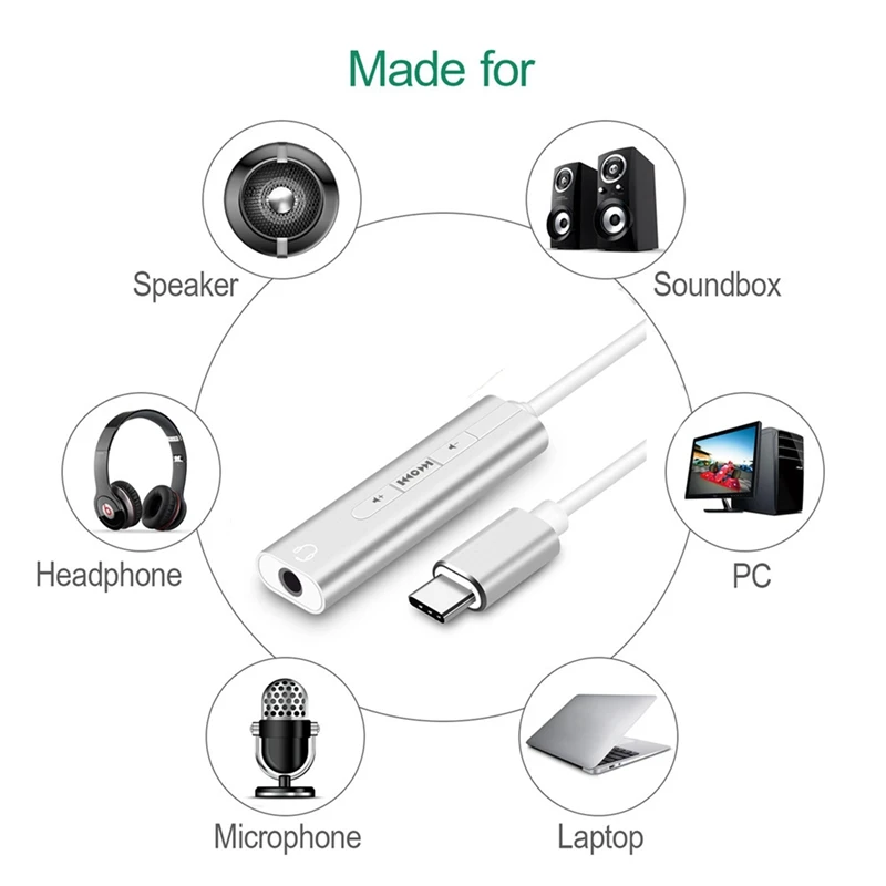 Внешний Usb C/Тип C звуковая карта 3 5 мм Jack Hi Fi ic голосовой 7 1 канала вывода конвертер