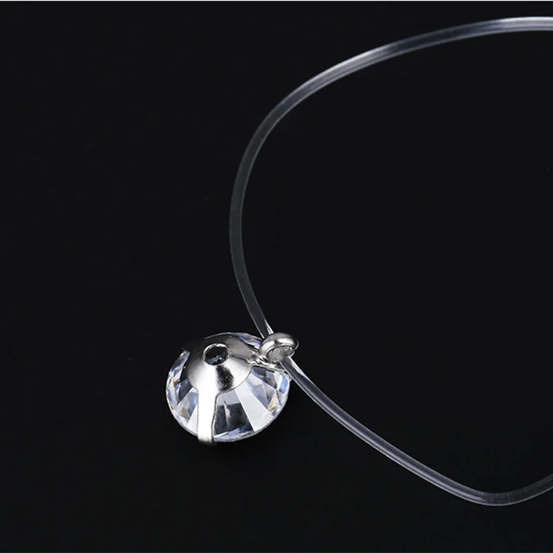 Мода уменьшенная невидимая прозрачная рыбья линия циркон ожерелье женский кулон на цепочке для носки на ключицах ожерелье для женщин аксессуары