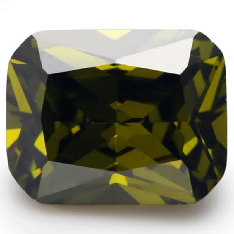 9.70 Cts Natural Gemstone Olive Green Sapphire 10mmx12mm Rectangle Cut Gem Sri-Lanka VVS