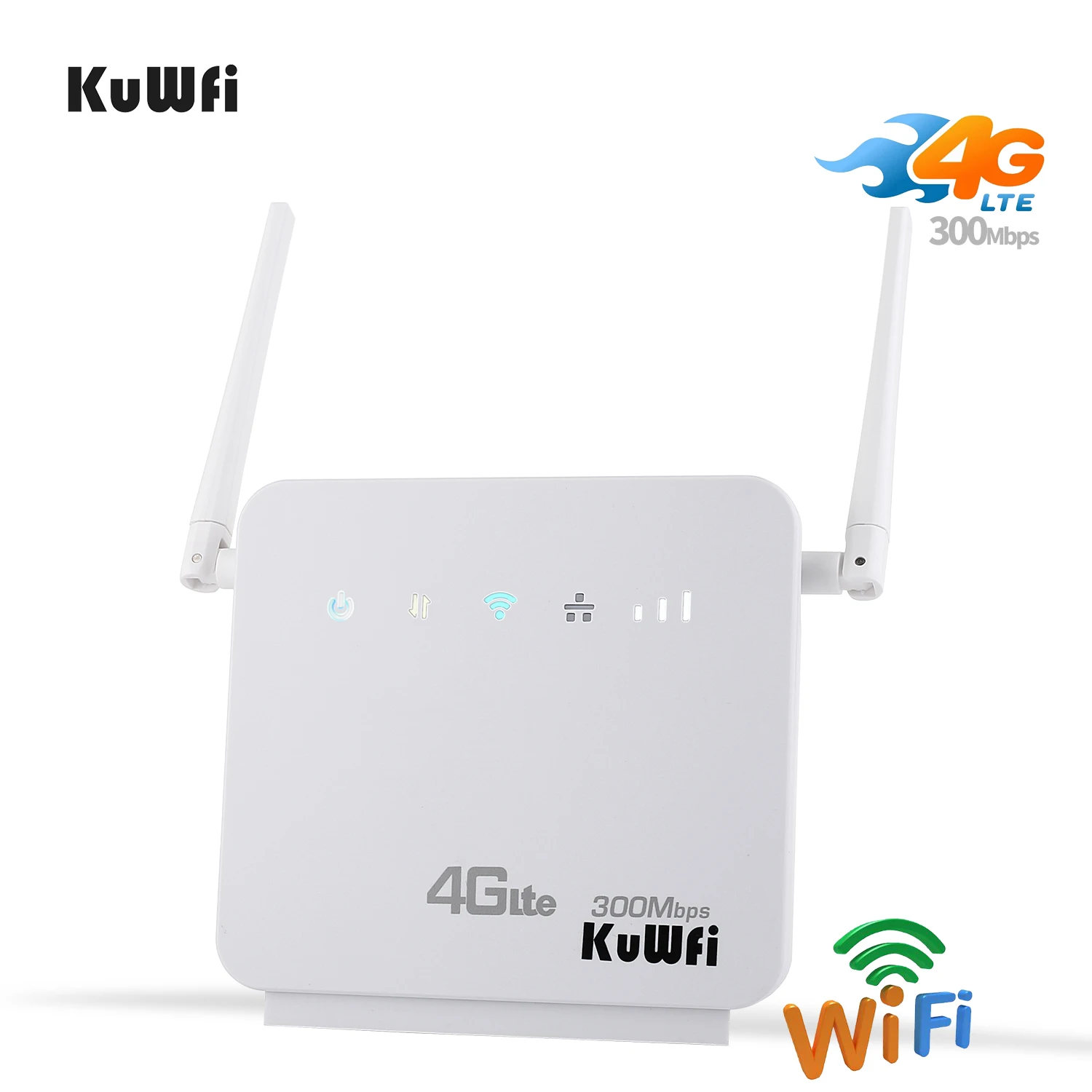 KuWFi разблокированный 300 Мбит/с Wifi роутеры 4G LTE CPE Мобильный маршрутизатор, два порта LAN Поддержка sim-карты и Европа/Азия/Ближний Восток/Африка