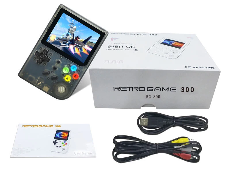 Новые 3 дюймовые видеоигры Rg300 ретро-консоль 16GB Встроенный 3000 Игры Портативный игровой плеер открытая система Поддержка загрузки игр