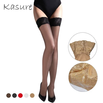 

KASURE Woman Thigh High Mesh Stocking With Lace On The Top Sexy Transparent Cool Flower Stocking Spring Summer Woman Accessories