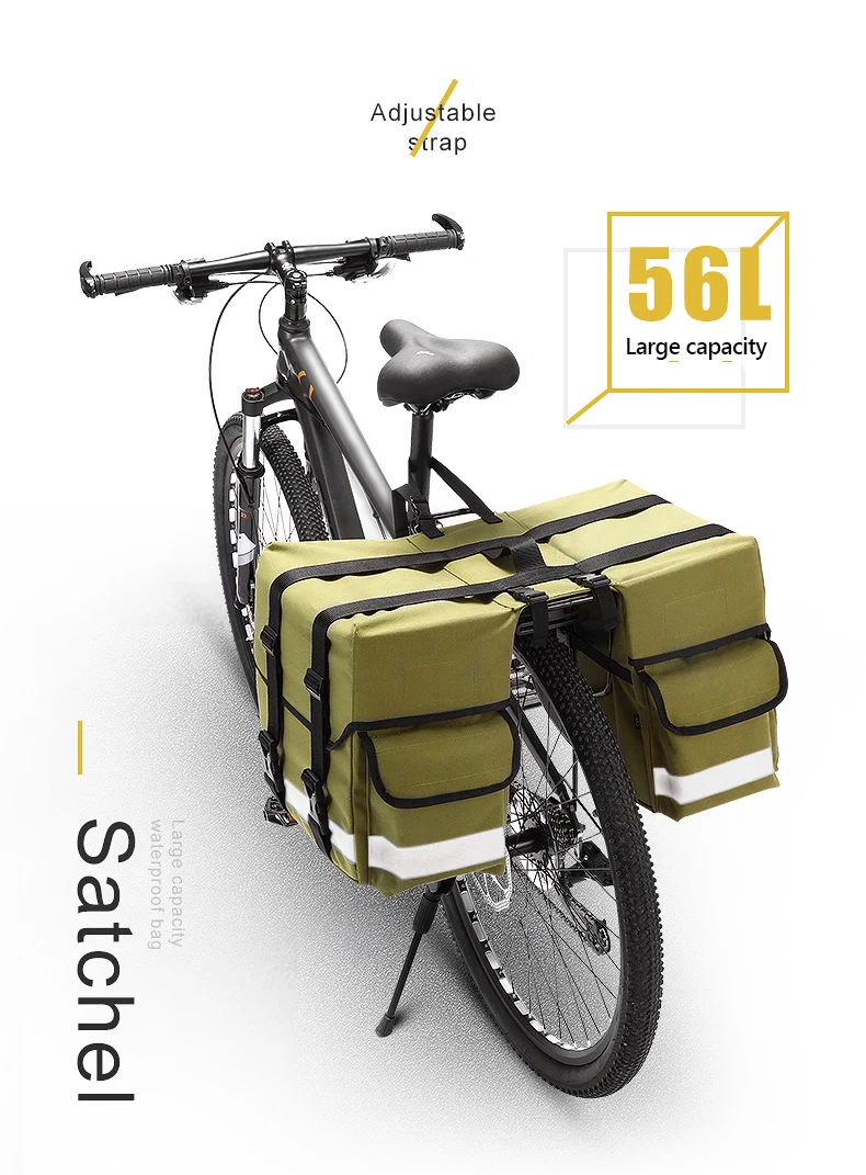 Large Capacity MTB Riding Carry Bag Waterproof Tai lRear Seat Bag MTB Cycling Equipment ​Reflective Rear Frame Bag XA98TQ