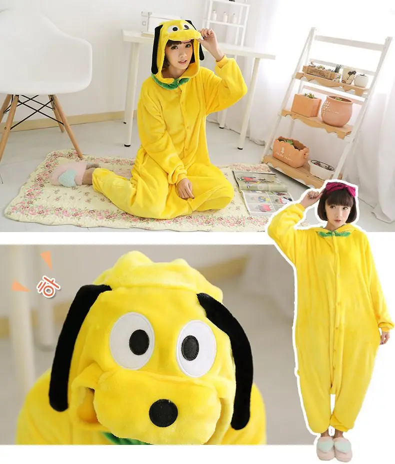 Animal Kigurumi Adult Pluto Onesie Pajamas High Quality Flannel Family Party Yellow Dog Kids Cosplay Costumes Jumpsuits Zipper Animal Kigurumi Adult Pluto Onesie Pajamas High Quality Flannel Family Party Yellow Dog Kids Cosplay Costumes Jumpsuits Zipper