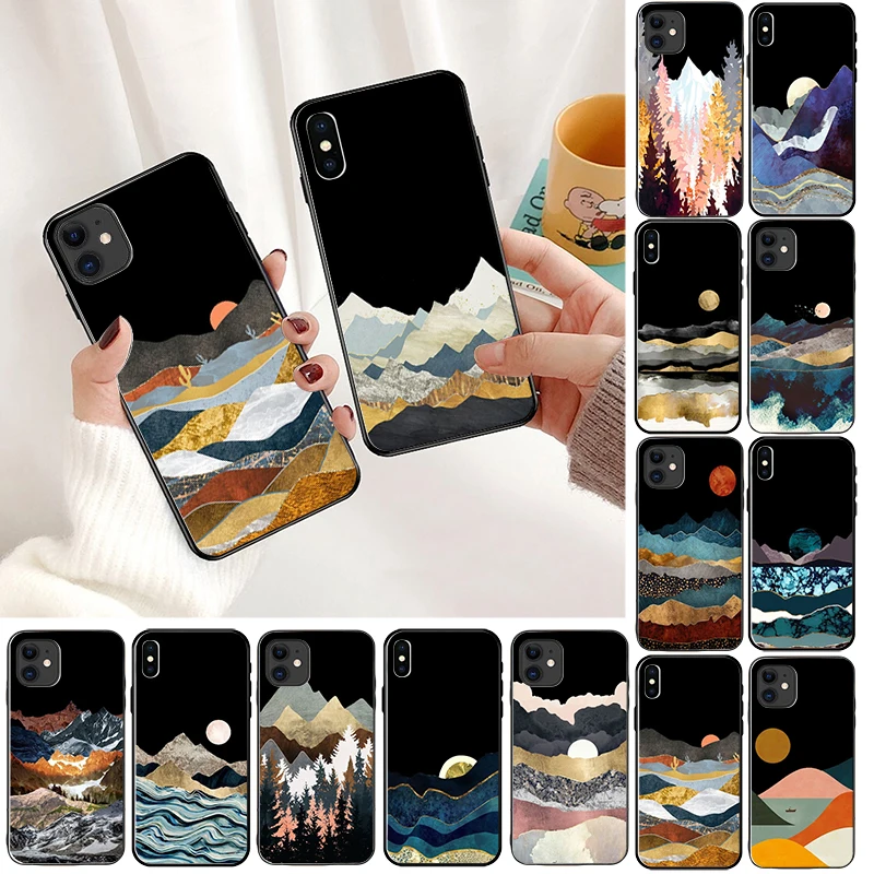 

Mountain Marble Moon DIY Luxury High-end Protector Case for Apple iPhone 8 7 6 6S Plus X XS MAX 5 5S SE XR 11pro max Cover