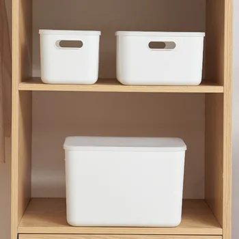 

Covered storage box desktop cosmetics hair accessories sundries finishing box plastic storage box can be stacked with large capa