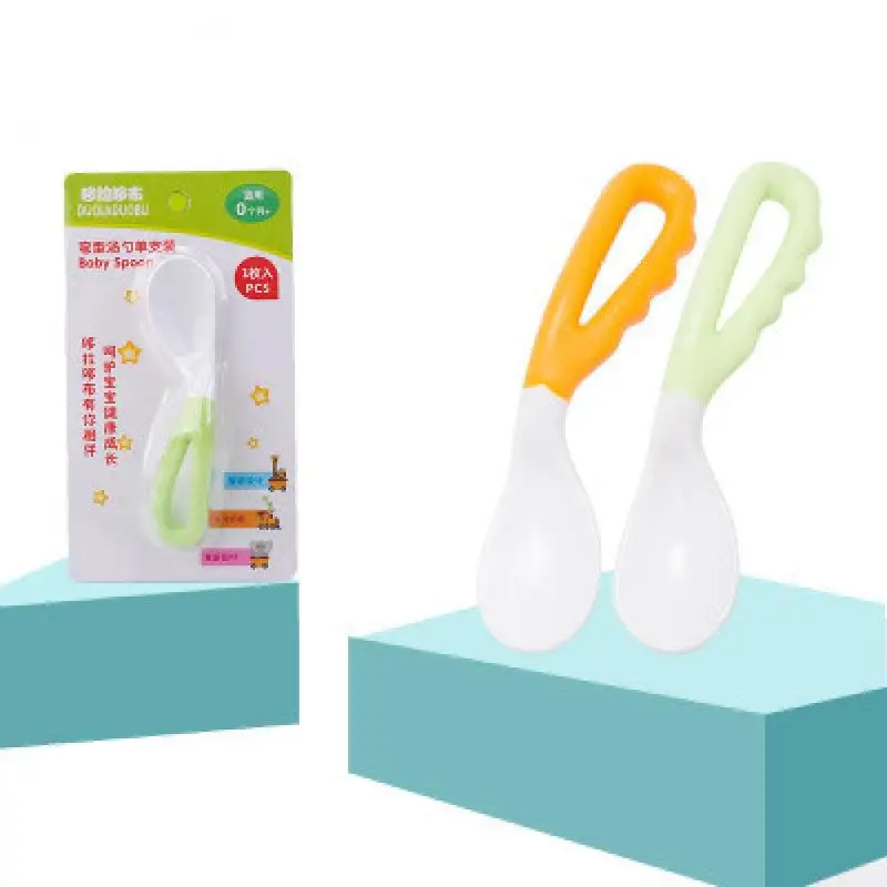 

1PCS Baby Feeding Spoon Solid Supplies Curved Spoon Children Tableware Baby Care Products
