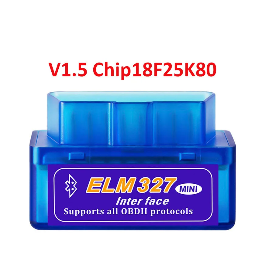 Rovtop Mini ELM327 OBD II 2 V1.5 PIC18F25K80 чип Bluetooth OBD2 автоматический считыватель кодов автомобильный диагностический инструмент для Android Symbian Z2 - Цвет: Blue