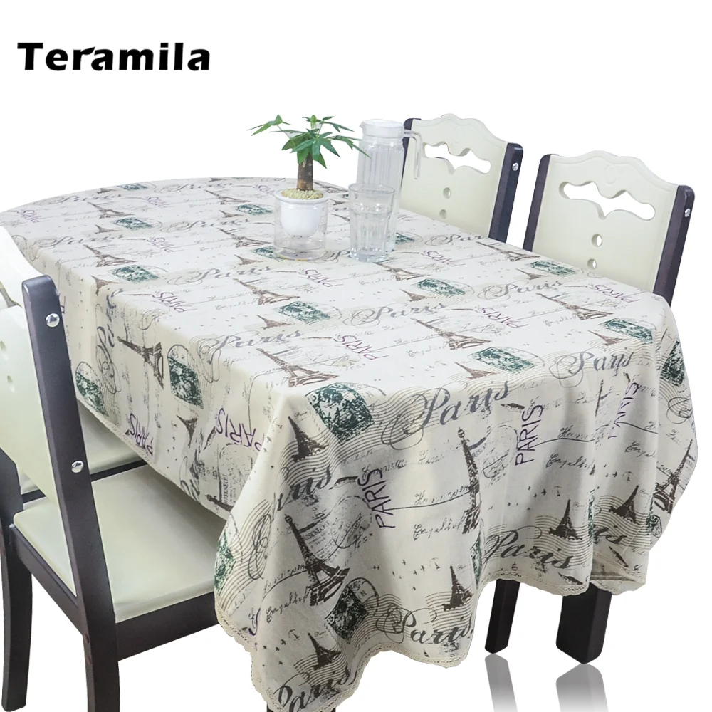 Teramila Cotton Linen Table Cloth Tower Design Rectangular Tablecloth With Lace Dining Table Cover Square For Home Party Kitchen Teramila Cotton Linen Table Cloth Tower Design Rectangular Tablecloth With Lace Dining Table Cover Square For Home Party Kitchen