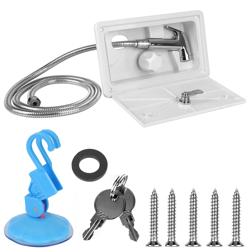 RV Shower Box Kit with Lock RV External Exterior Shower Camper Accessories for Boat Marine Camper Motorhome Caravan