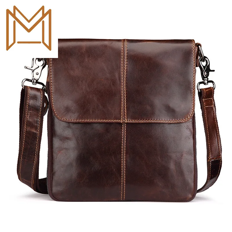 

Genuine Leather Male Package Man Leisure Time Single Shoulder Package Oblique Satchel Oil Wax Cowhide Package Package