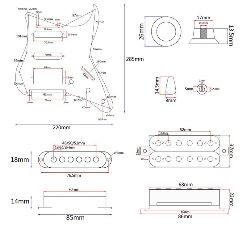 Электрогитара Pickguard 3-Ply Ssh загружен Prewired Humbucker Pickguard набор звукоснимателей для гитары