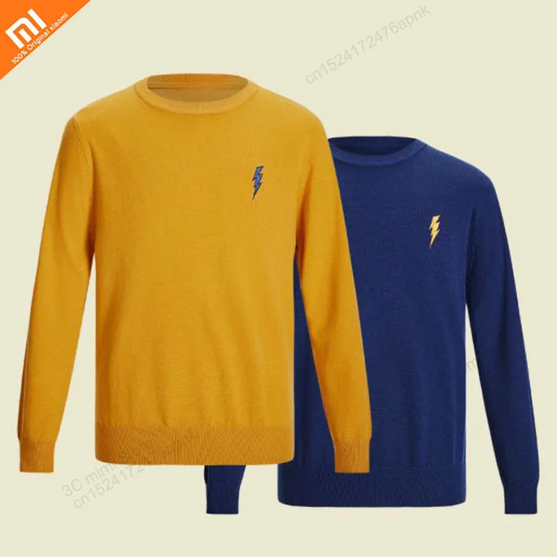 

Original xiaomi mijia Knitted Lightning Embroidered Round Neck Shirt Soft Warm Men's Sweater Men's Sweater Smart Home