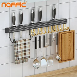 Knife Rack Stainless Steel Punch-Free Wall-Mounted Storage Rack for Kitchen Accessories Tableware Shelf Towel Sundry Hanging Rod