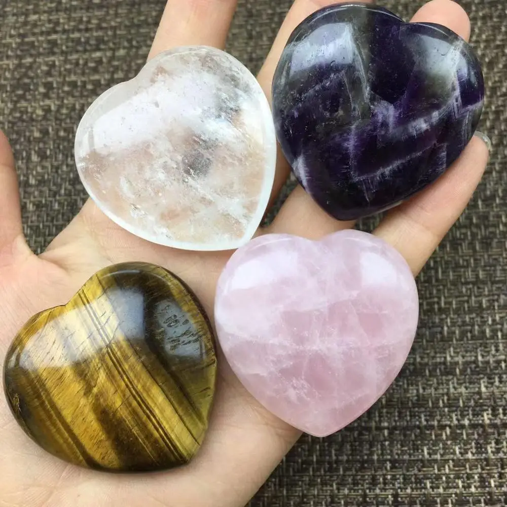 Quartz crystals heart natural stones and minerals good luck gemstones spiritual healing reiki home decor modern