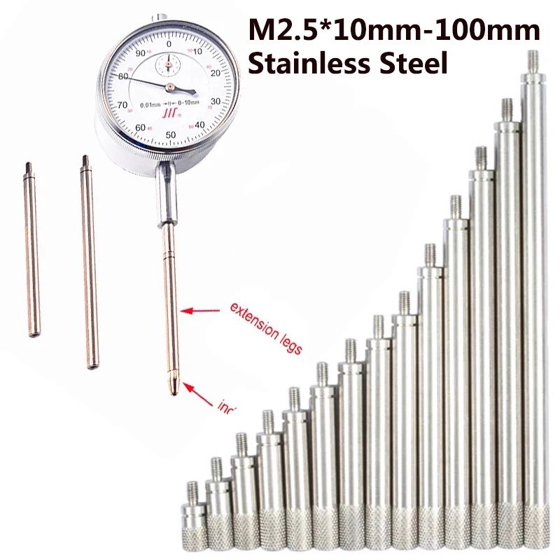 Stainless Steels Extension Legs for Indicator Extension Stem Rods For Dial Indicators Probe Connecting Rod HSS M2.5*10mm-100