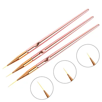 

3Pcs/set Rose Gold Gel Nail Art Line Painting Brushes Metal Handle Thin Liner Design Drawing Pen Nail Art DIY Manicure Tools Set