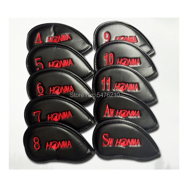 10pcs/set Honma golf iron club headcover set upscale PU wit Single-sided embroidery golf rods cover 4-11 AW SW Free shipping