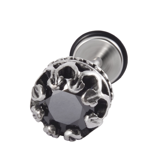 Stainless Steel Punk Ear Studs Tragus Cartilage Piercing Lobe Earring Zircon Man Women Stud Helix Cartilage Piercing Jewelry