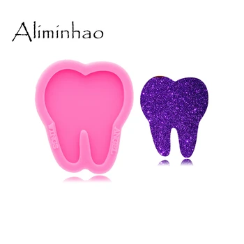 

DY0361 Super Glossy Resin Tooth Mold fits on a 1.5 inch badge reel Epoxy Craft Silicone Moulds Polymer Clay DIY Jewelry Making