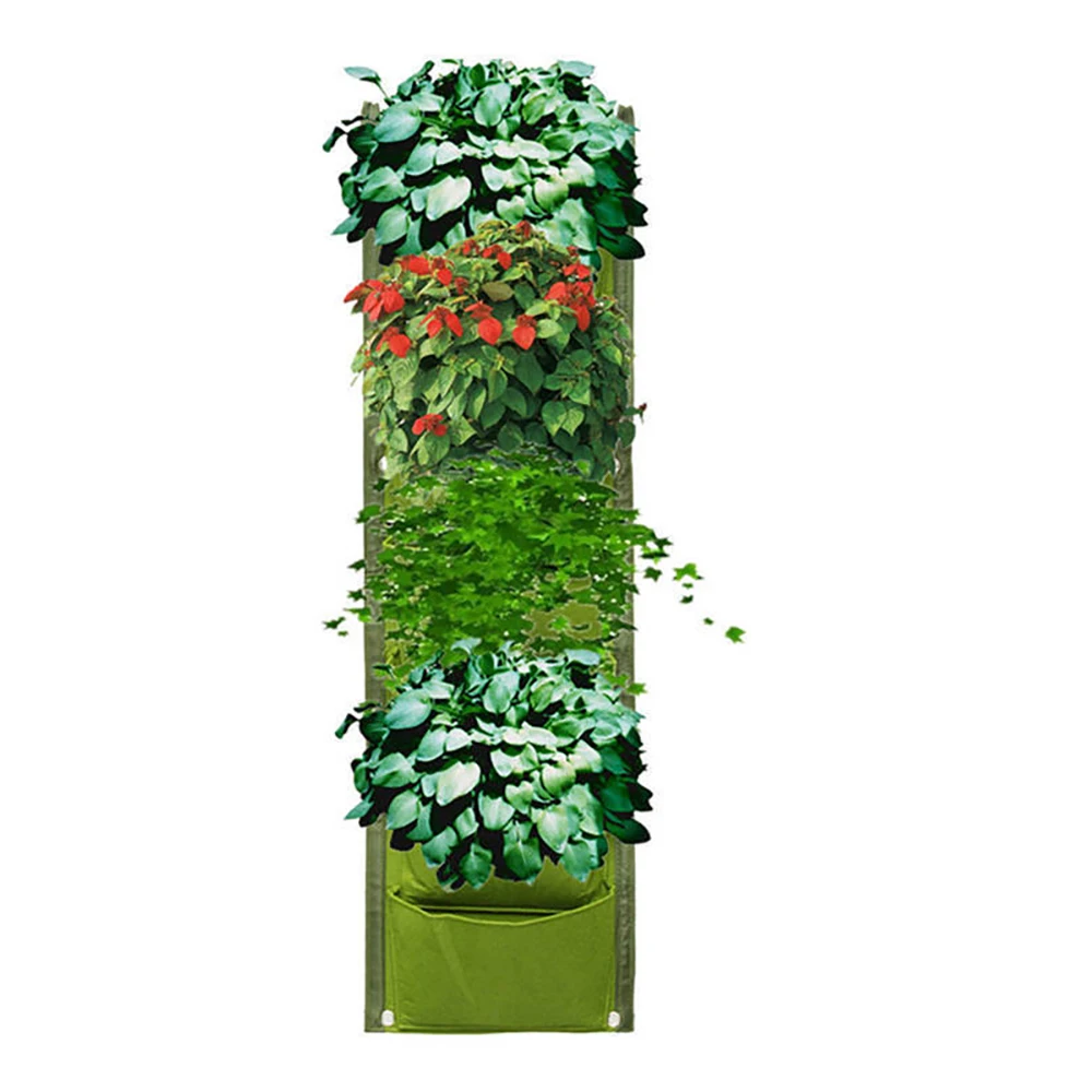 7 Pockets Green Vertical Garden Planter Wall-Mounted Vegetable Living Garden Bag Home Supplies Planting Flower Grow Bag