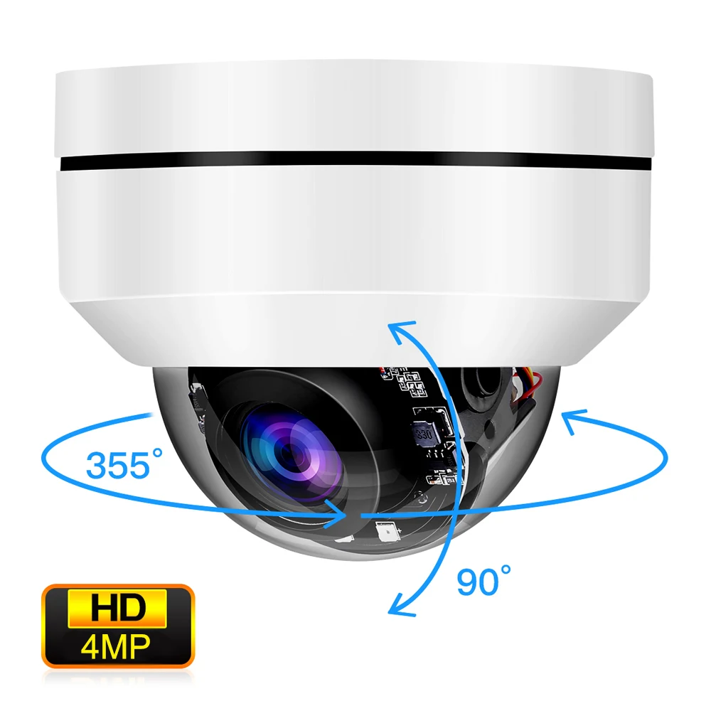 

TOMLOV Mini 4MP PTZ HD IP Camera Outdoor Security Dome Camera 4mm fixed focus Pan Onvif Network IR Night Security CCTV Cam