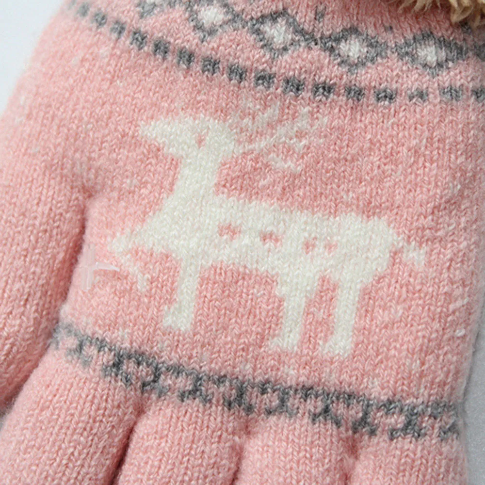 Christmas Fawn Print Gloves Toddler Baby Girls Boys Cute Velvet Comfort Thicken Outwear Winter Warm Gloves rekawiczki dzieciece