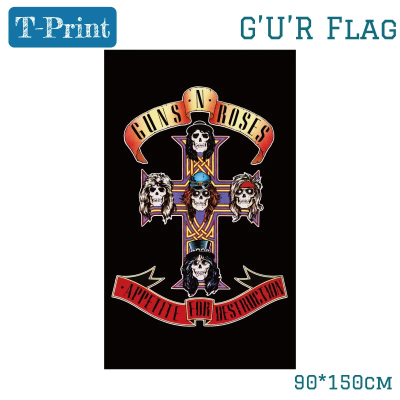 

Free shipping Old School Guns And Roses Band Dark Souls Hanging Flags Posters For Bar Home Bedroom Wall Decor 150*90cm 3*5ft