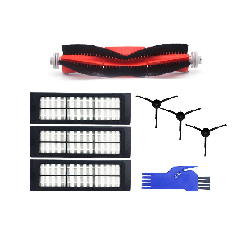

8Pcs Black Side Brush Rolling Brush with Blue Comb 3 x HEPA Filters for xiaomi Roborock Robot S50 S51 S55 Vacuum Cleaner Parts