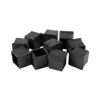 

10 Pieces Black Square Rubber Foot Caps Tube Caps Protective Caps Chair Caps