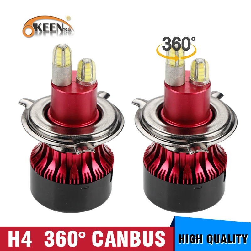 

OKEEN 8-sides H4 Led Canbus Led Car Headlights 360 Degree 60W 13500LM 6000K White H4 LED Car lamp For Automotive fog light