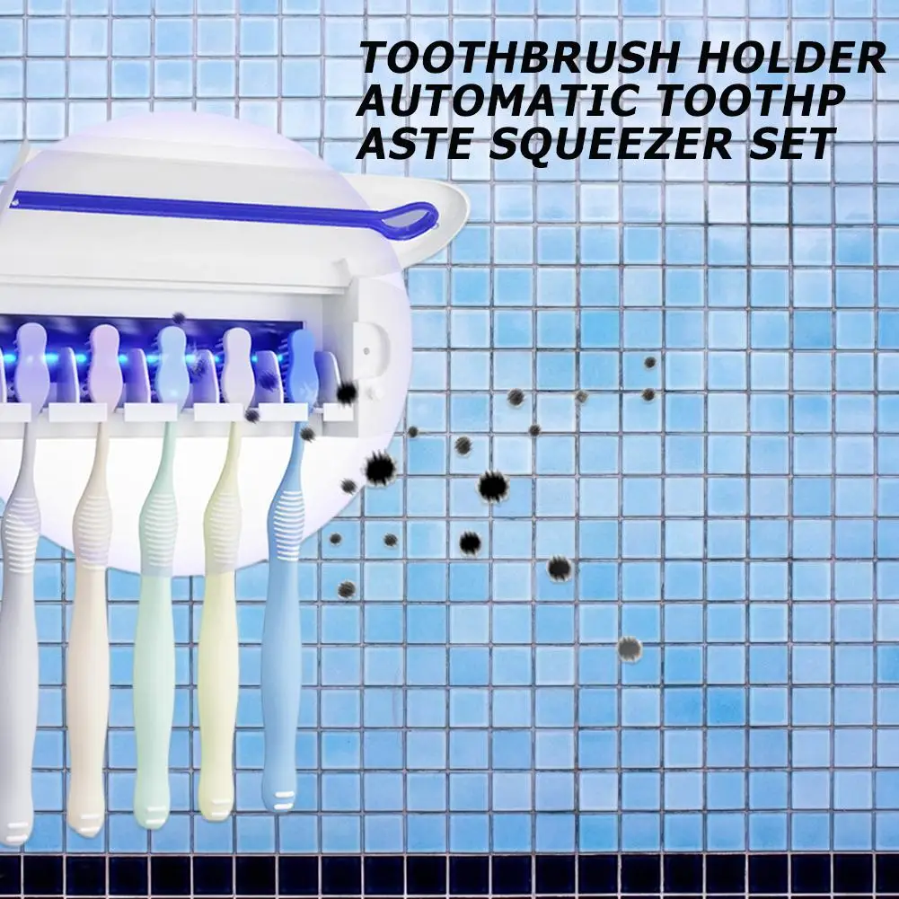

2 in 1 UV Toothbrush Sterilizer Organizer Automatic Home Toothpaste Dispenser Kill 99.998% of Bacteria on the Toothbrush