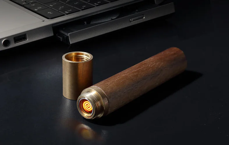 Креативный деревянный переключатель Потока Воздуха Металлический USB электронный плазменный Прикуриватель ветрозащитный прикуриватель