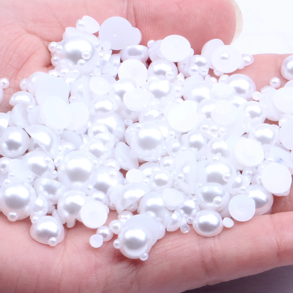 GENEMA 1050/3000/3750/7500pcs Gradient Imitation Pearls Half Round Flatback Pearl  Beads DIY Material Art Crafts Scrapbook Jewelry Making 