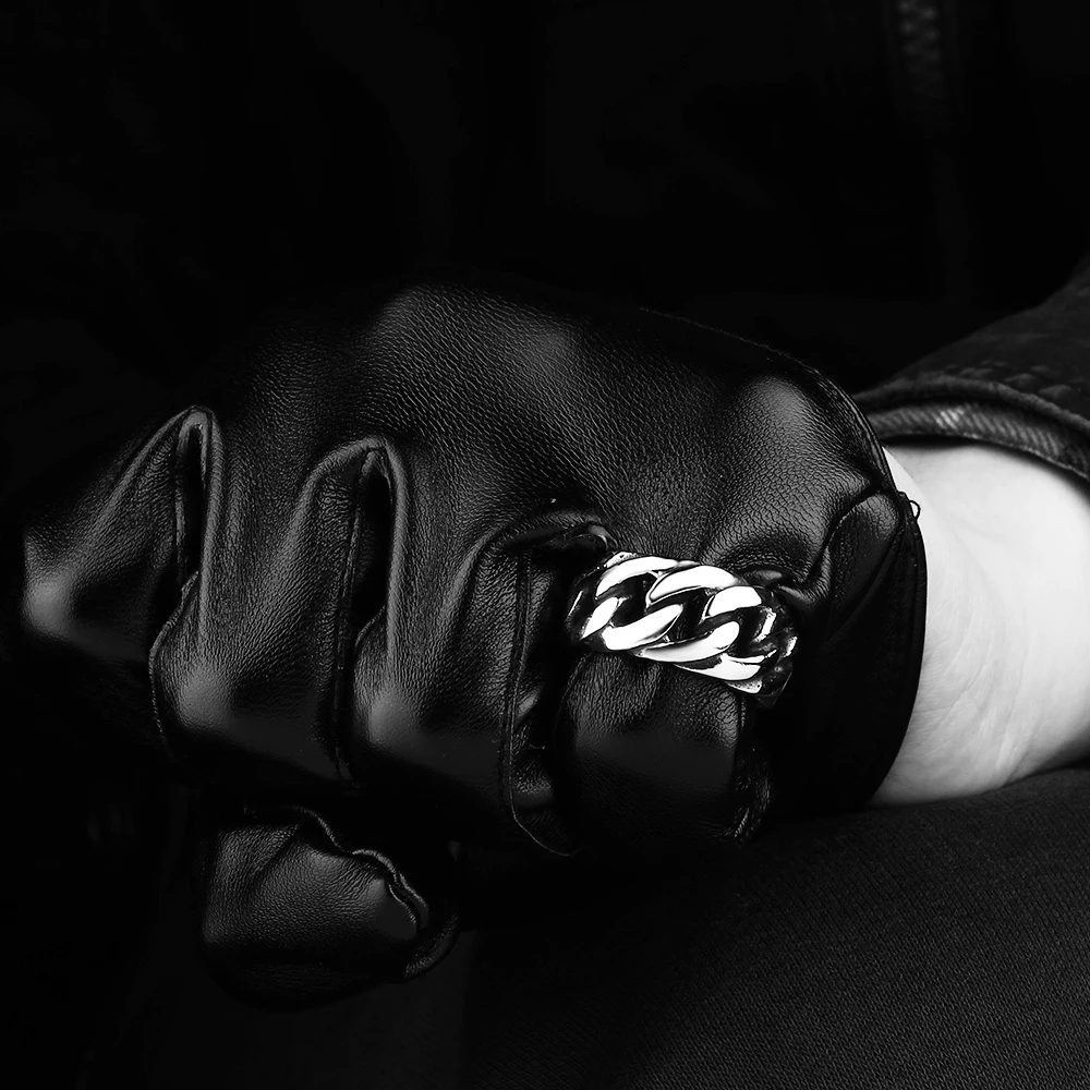 Стимпанк звено цепи кольца посеребренные Нержавеющая сталь Винтаж дизайнерские