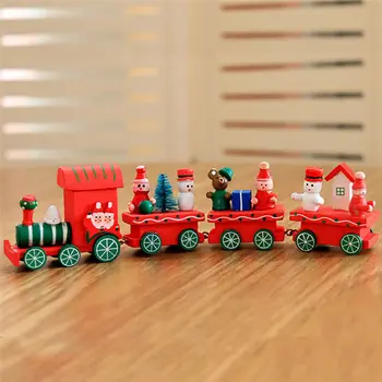 

Christmas Cute Wood Carriage Train Ornament Kids Xmas Gift Toy Christmas Home Decoration Ornament