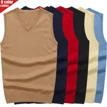 ^#Cheap Pure cotton Business Casual Knitted Vest Male 2019 Autumn Winter New V Collar Cotton Pullover Slim Sweater Mens vest Pullover ^#Cheap Pure cotton Business Casual Knitted Vest Male 2019 Autumn Winter New V Collar Cotton Pullover Slim Sweater Mens vest Pullover