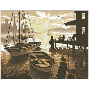 

Tranquil harbor patterns Counted Cross Stitch 11CT 14CT 18CT DIY Chinese Cross Stitch Kits Embroidery Needlework Sets