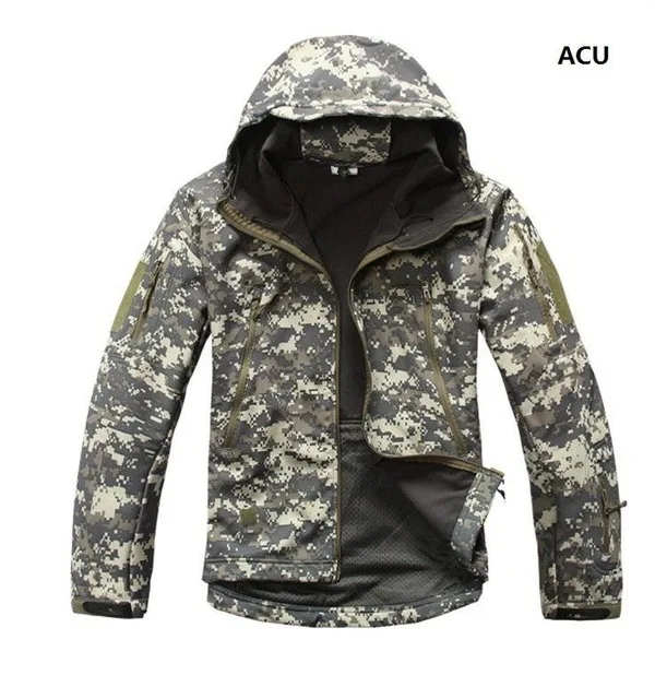 Скрытень Акула кожа софтшелл V5 Военная тактическая куртка для мужчин водонепроницаемый пальто камуфляж с капюшоном армейская камуфляжная одежда - Цвет: ACU