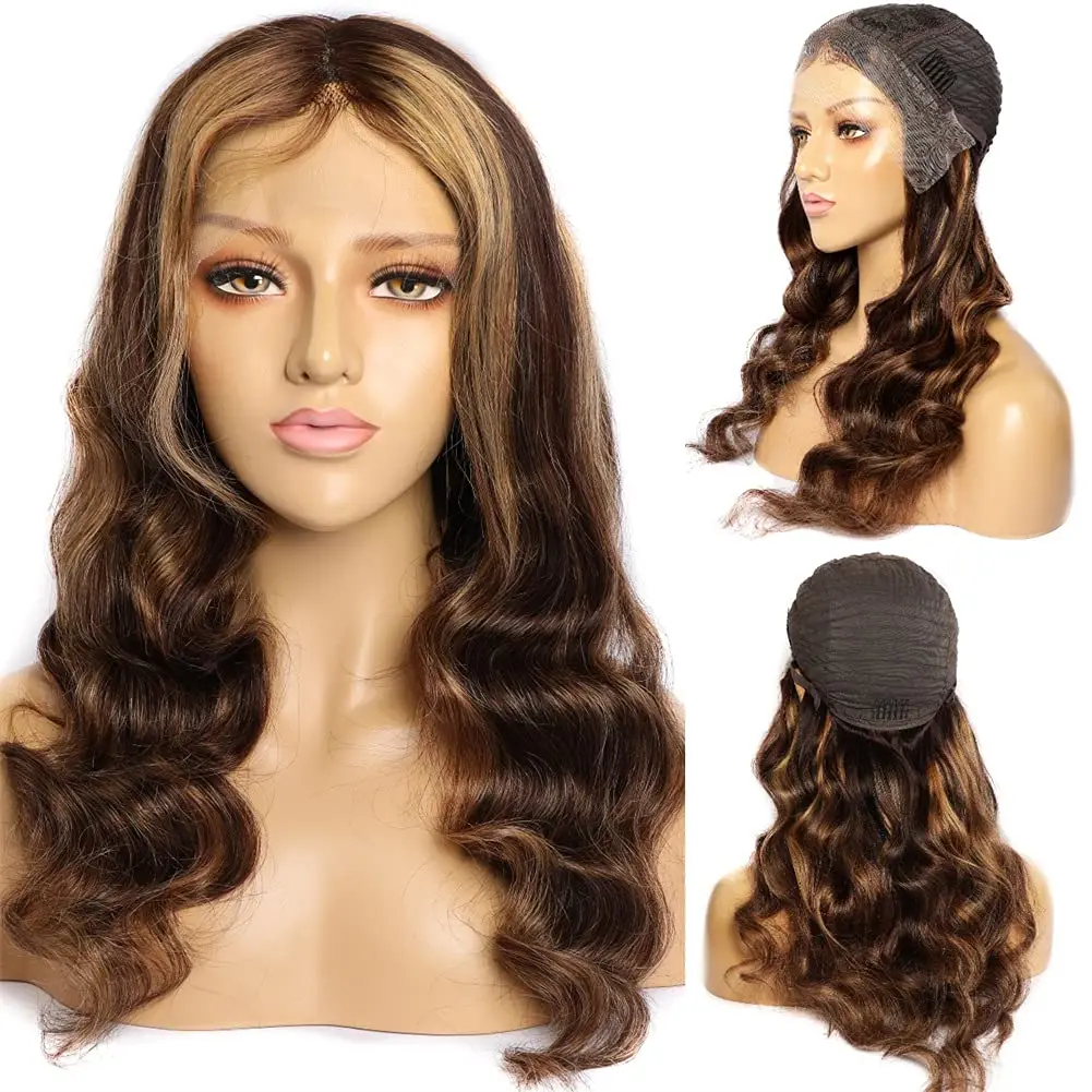 Onda do Corpo Perucas de Cabelo Humano com Marrom Frontal do Laço Beleza Destaque Peruca Peruano Remy Laço Frente Ombre 13x1 t Parte ur 4 - 27 3 High Quality Apliques e perucas