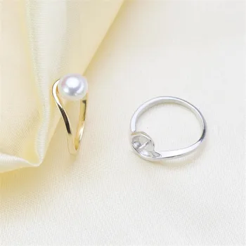 

Trendy style 925 Silver Pearl Ring Finger Ring Adjustable Resizable Ring Findings and Component Jewelry Part Fitting Accessorie